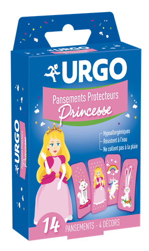 Image Urgo - Pansements Princesse - Protecteur et Résistant à l'eau - 4 modèles - 14 pansements