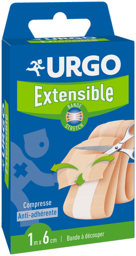Urgo - Bande à découper - Extensible Strech - Compresse anti-adhérente - 1mx6cm
